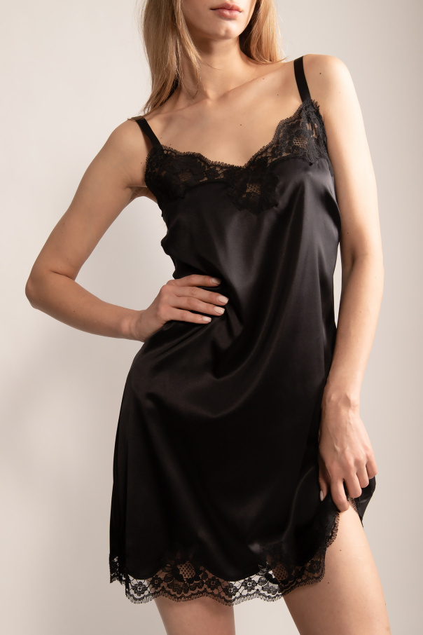 Dolce & Gabbana Lace-detailing Silk-blend Camisole In Black