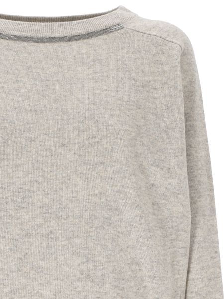 Brunello Cucinelli Monili-chain Cashmere Jumper In Nude