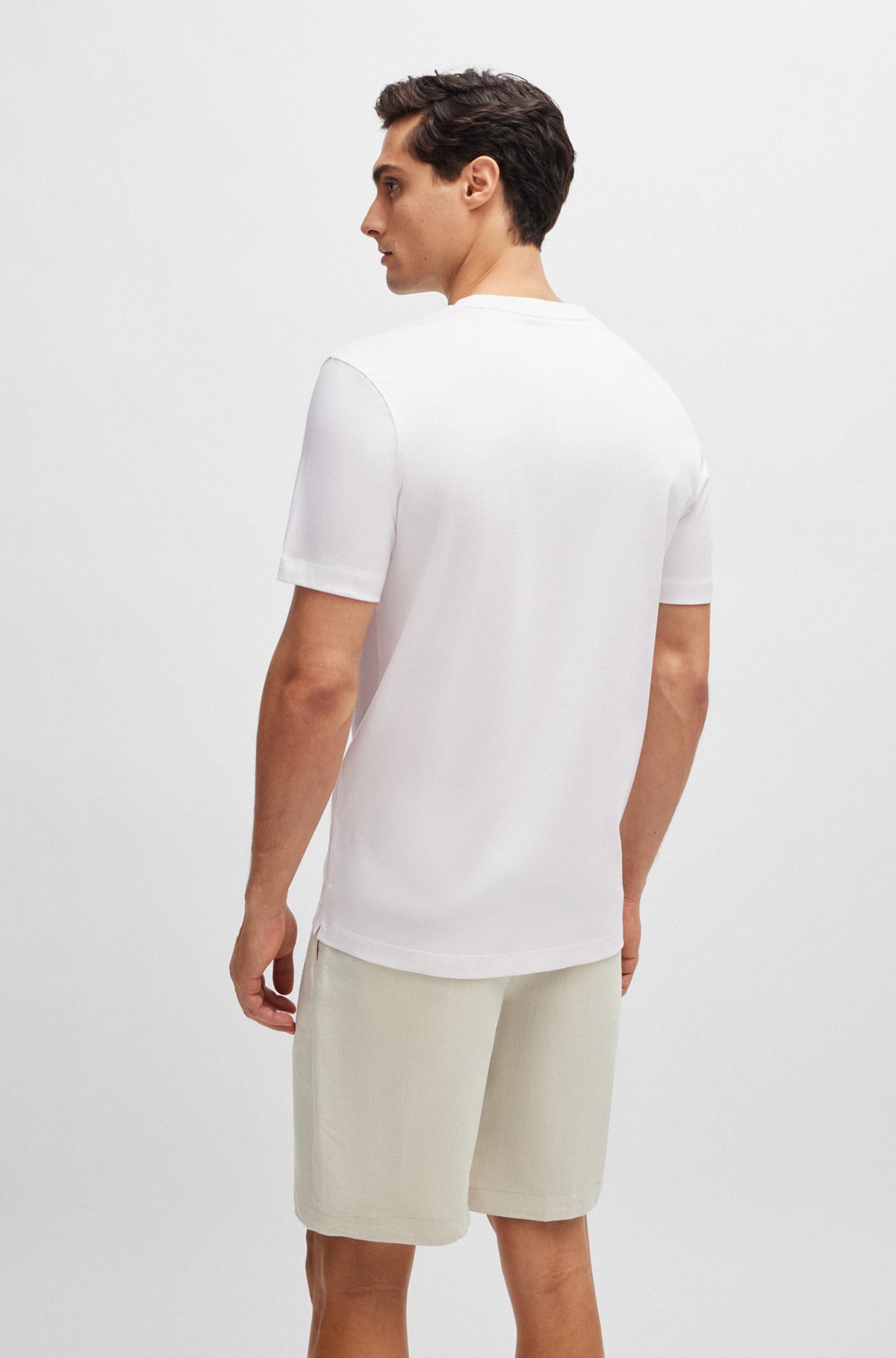 Shop Hugo Boss Crew-neck Cotton T-shirt In White