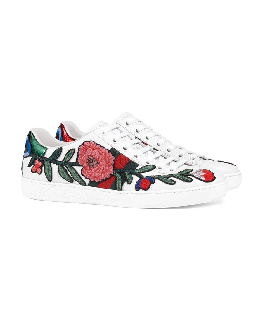 GUCCI ACE FLOWER EMBROIDERY CASUAL SNEAKERS