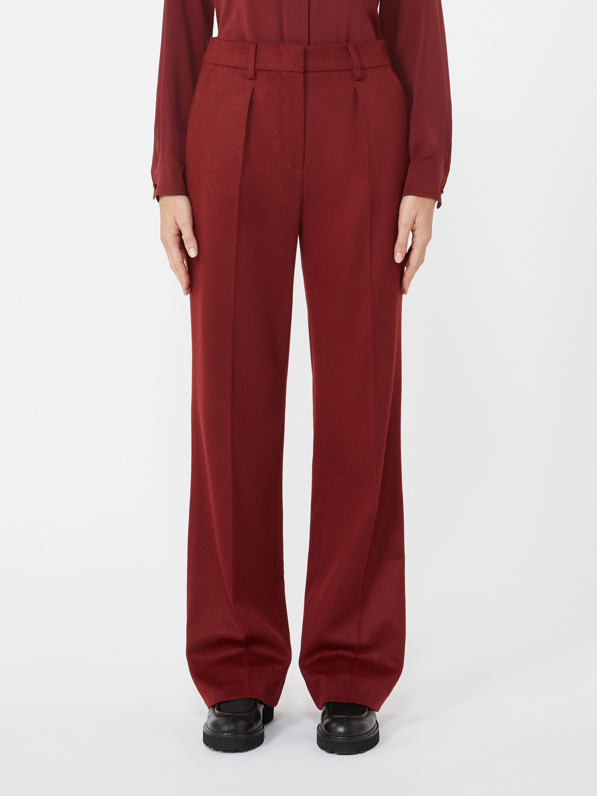 Max Mara Menswear-style Camel Trousers In Red