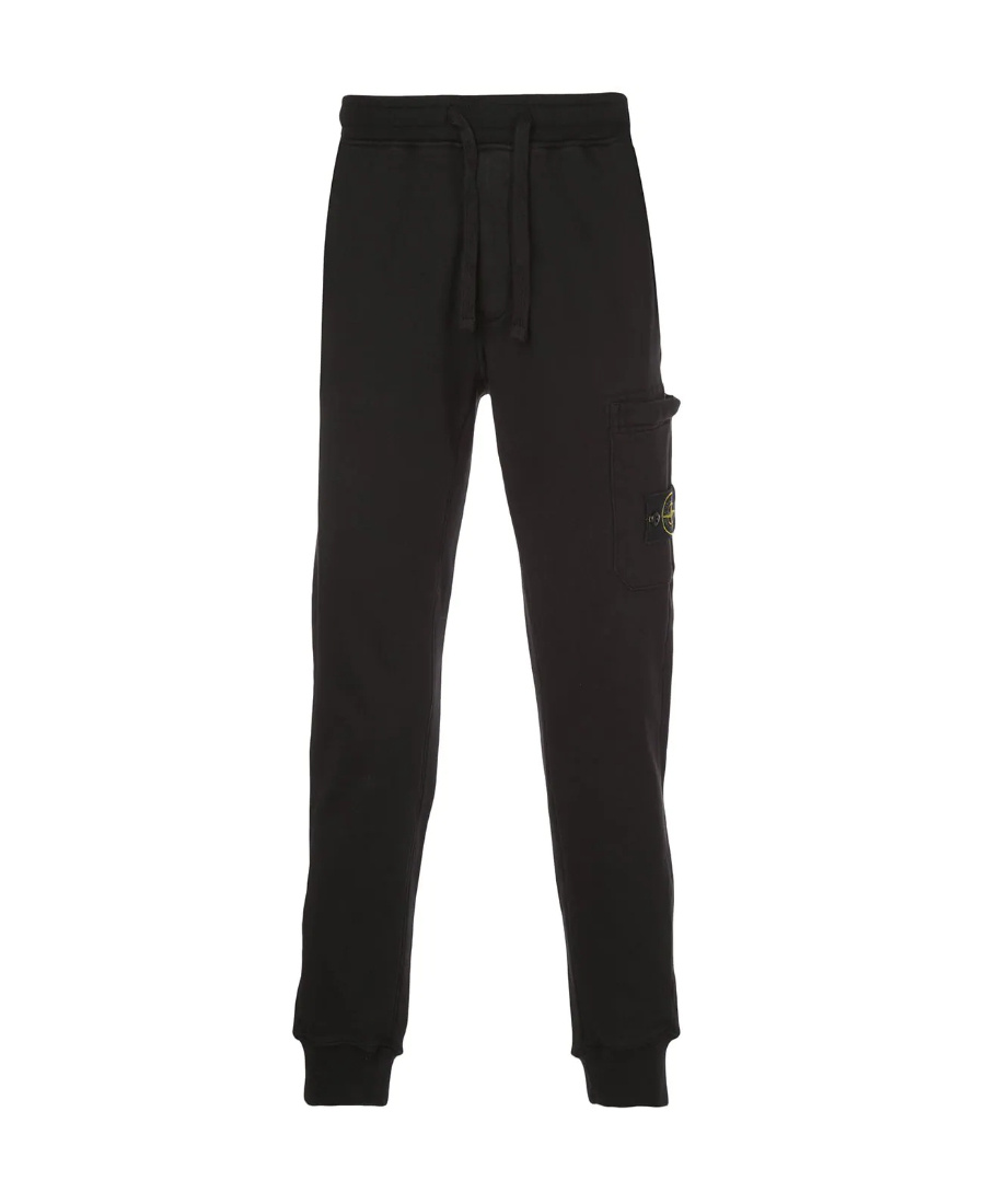 Stone Island Shearling And Suede Cargo Trousers In Black