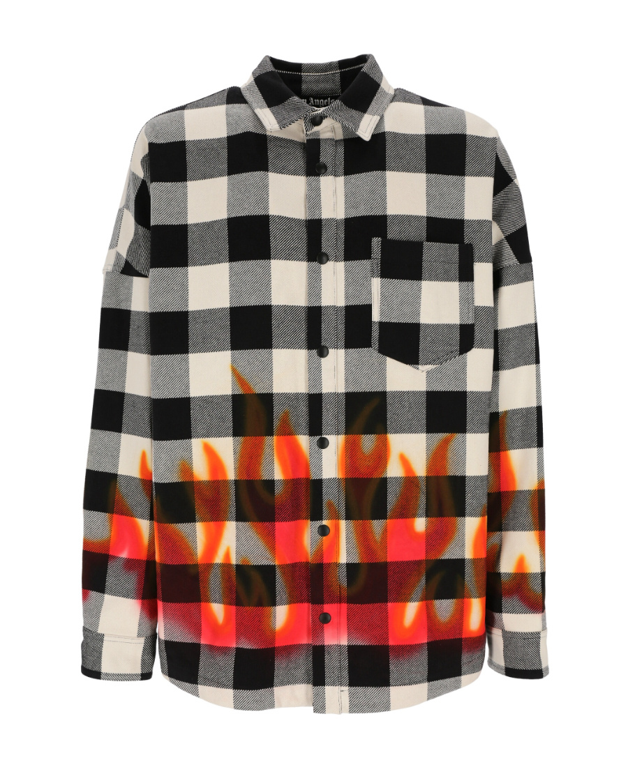 Palm Angels Check-print Long-sleeve Shirt In Multicolor