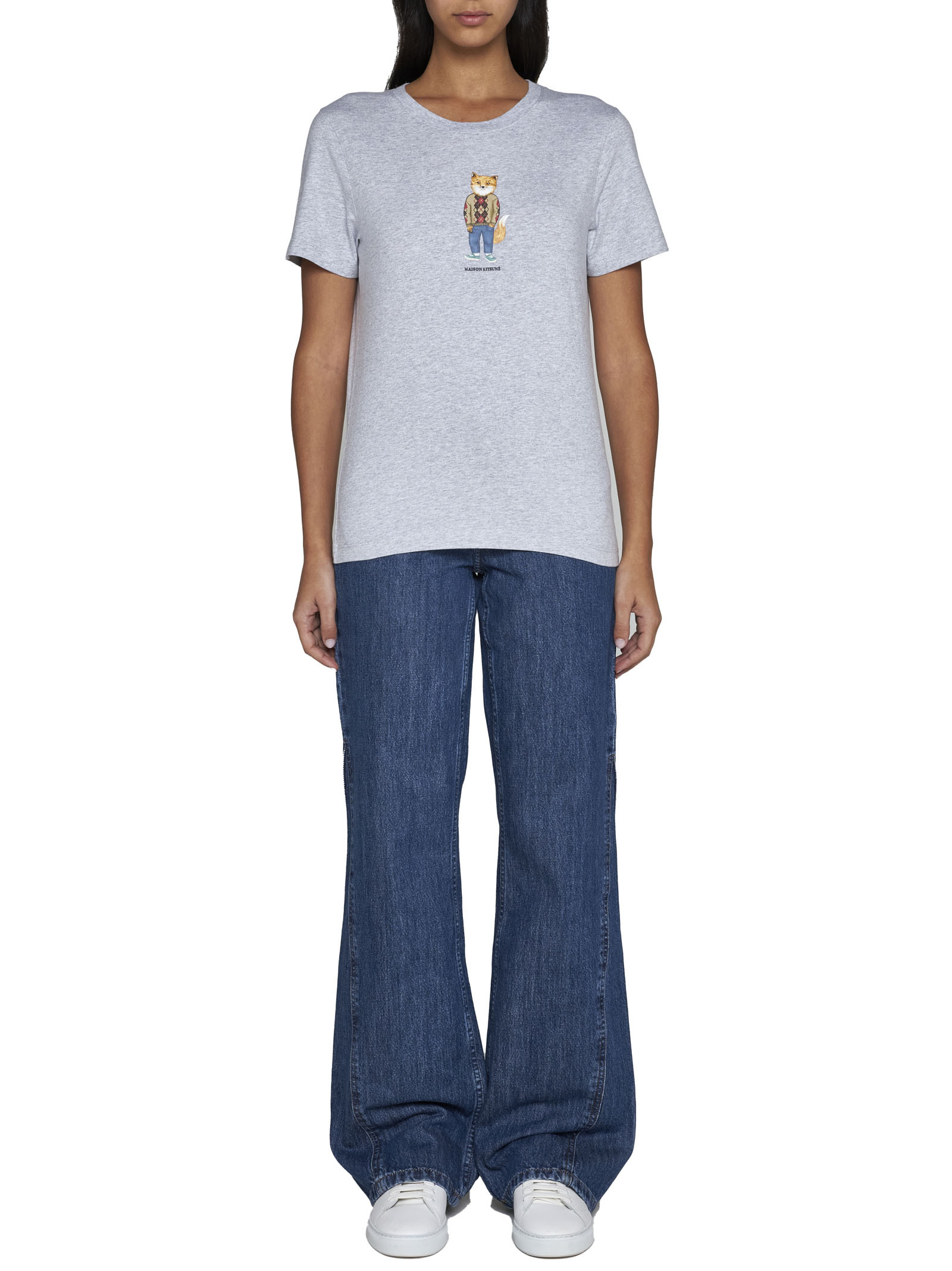 MAISON KITSUNÉ MAISON KITSUNÉ FOX PRINTED CREWNECK T-SHIRT 
