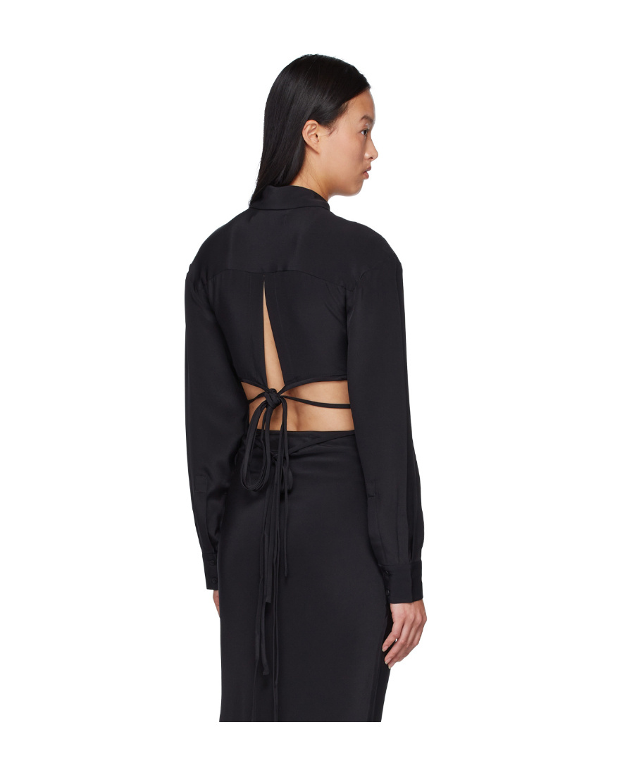 Christopher Esber Cropped Tie-fastening Shirt In Black