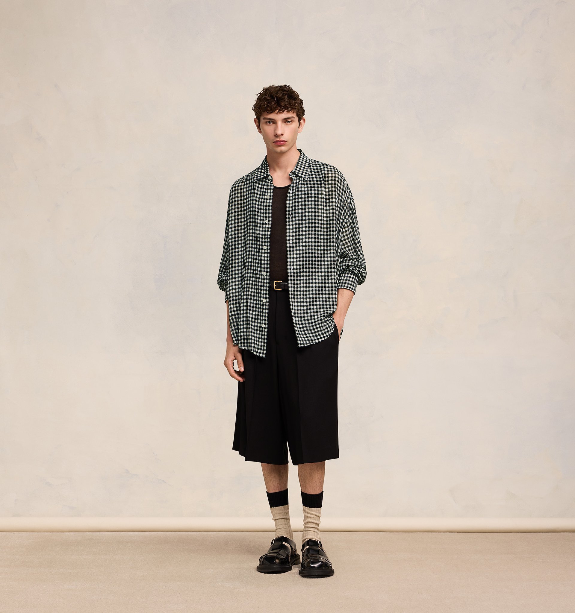 Ami Alexandre Mattiussi Ami Vichy Motif Buttoned Shirt In Gray