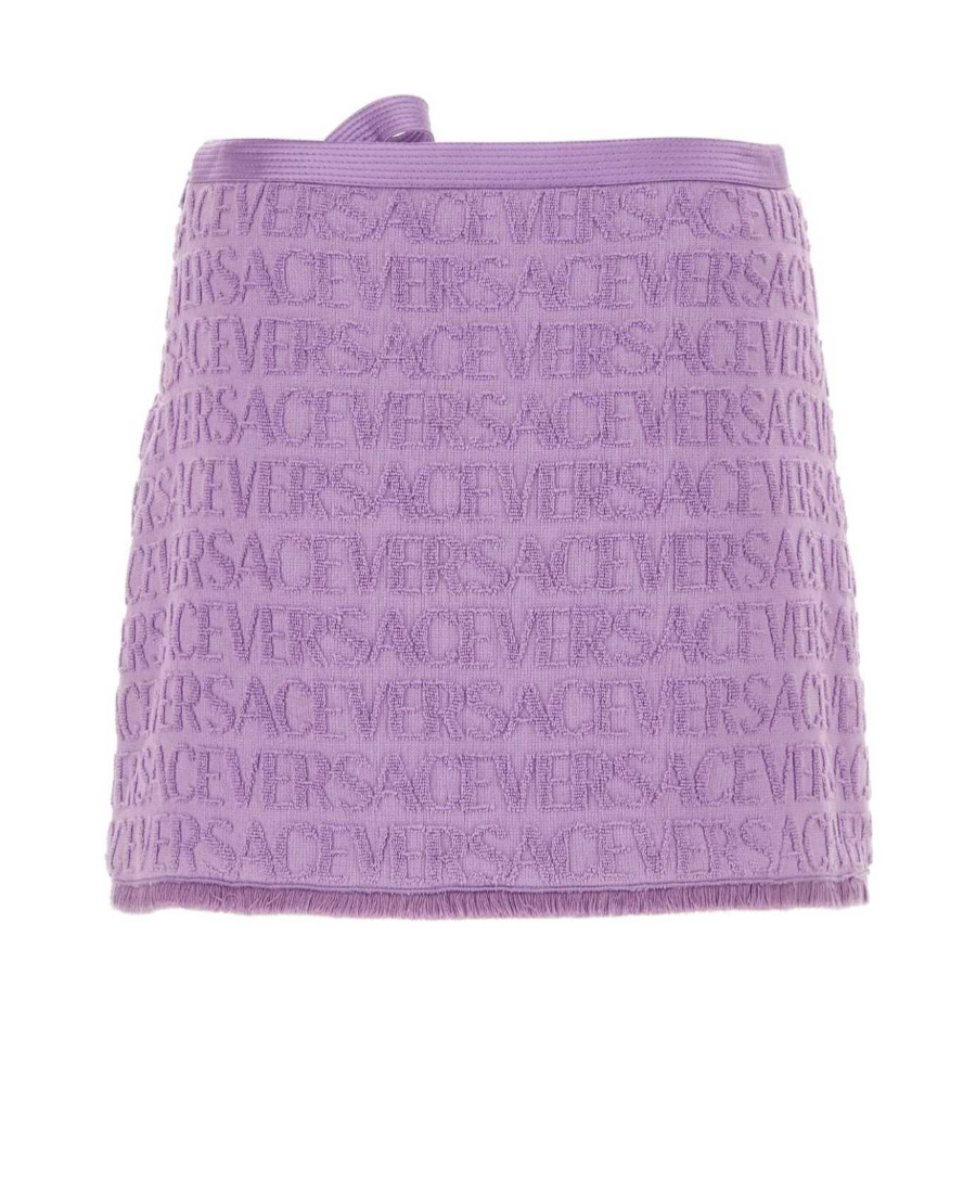 VERSACE X DUA LIPA LOGO-JACQUARD MINISKIRT