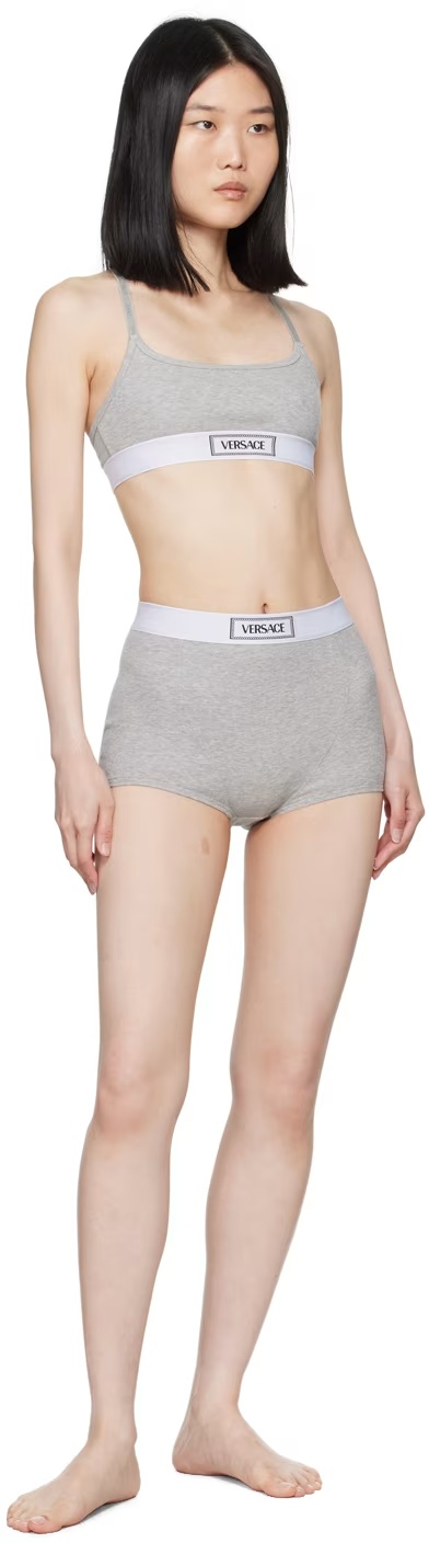Versace Elastic Rib Knitted Boxer Briefs In Nude