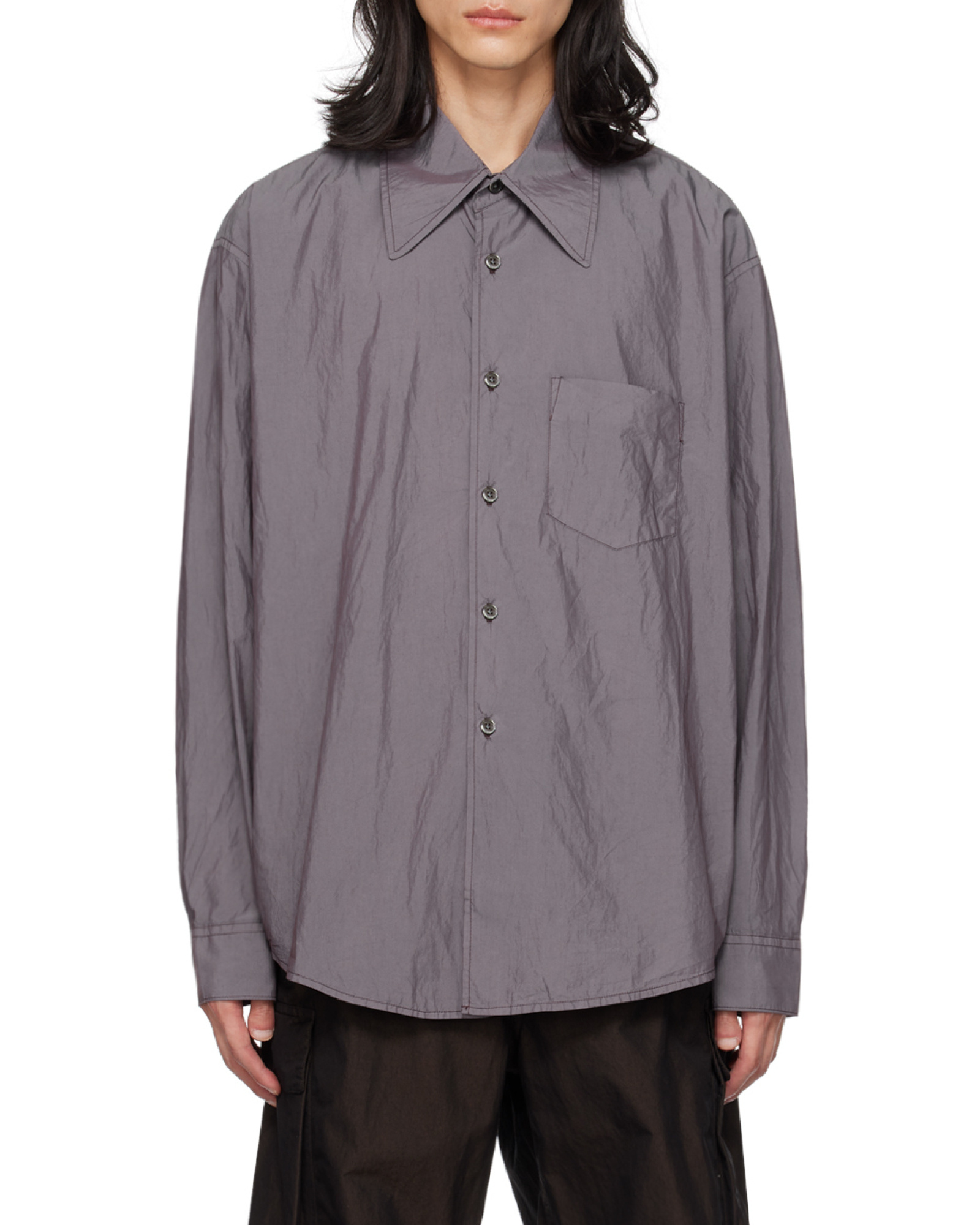 Our Legacy Purple Borrowed Shirt In Gray