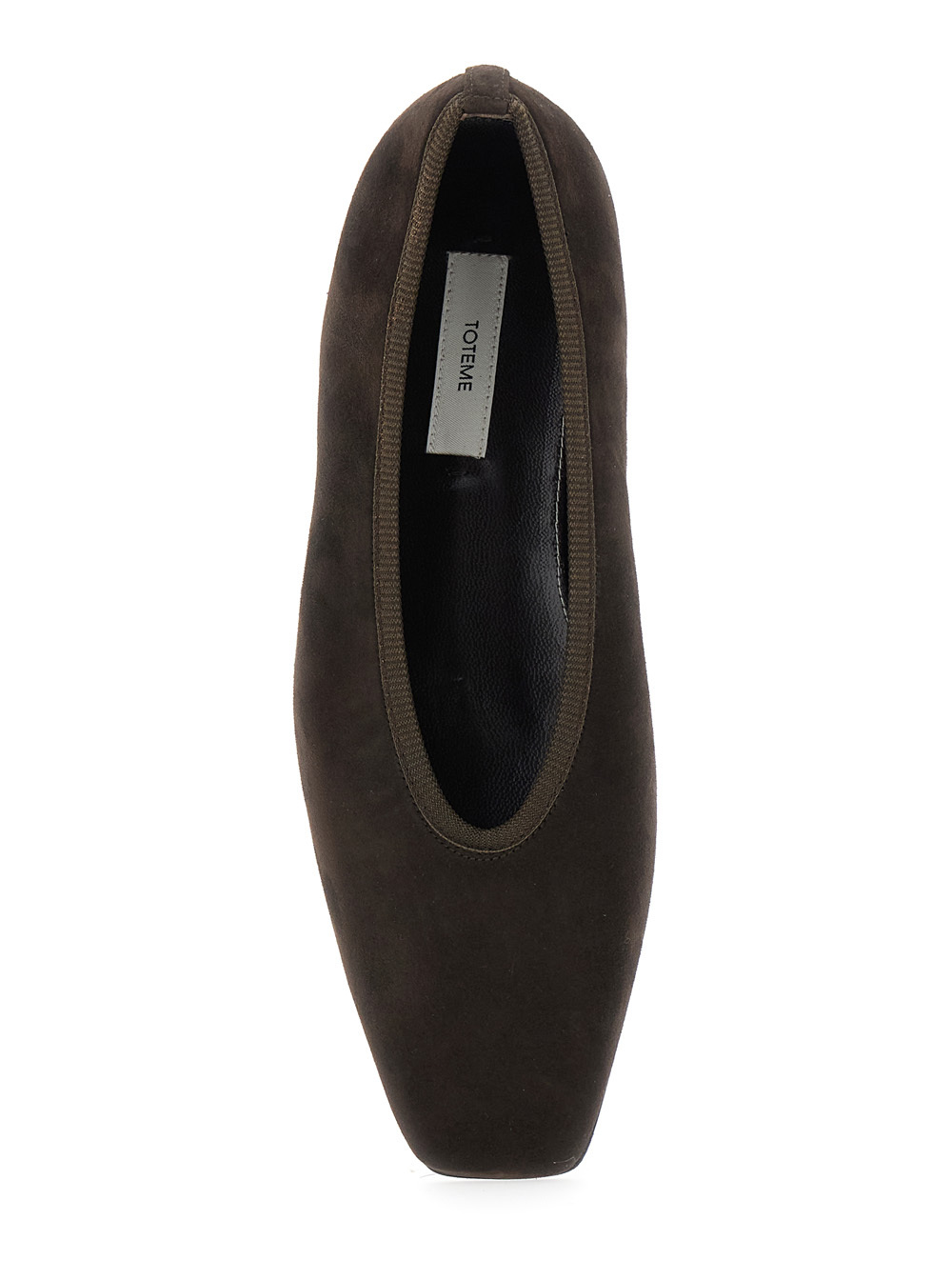 Totême Minimalist Suede Pointed-toe Flats In Brown