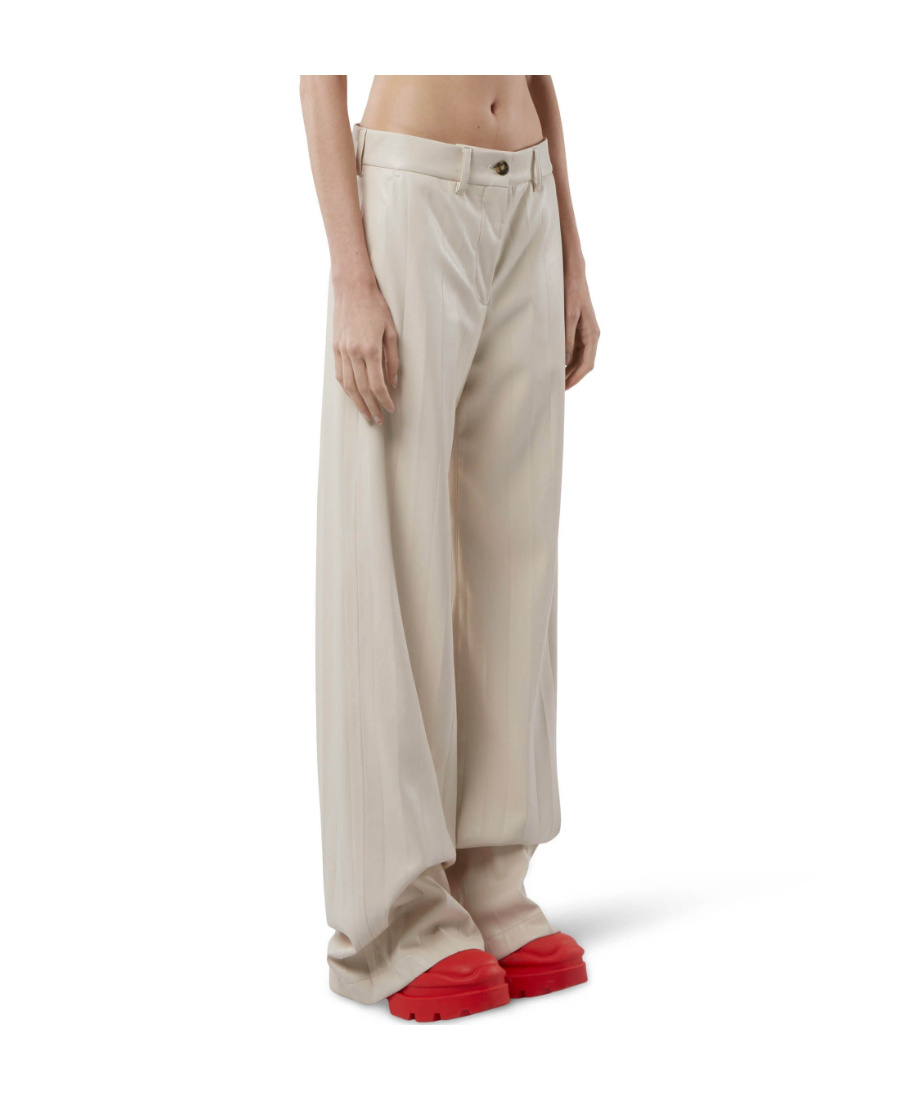 Msgm High-waisted Straight-leg Trousers In White