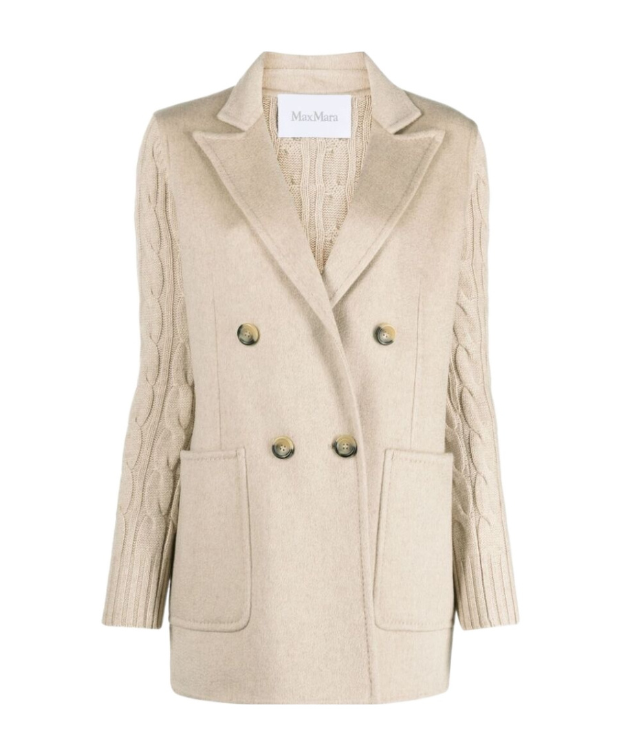 Max Mara Double-breasted Wool Cashmere Casual Jacket In Nude