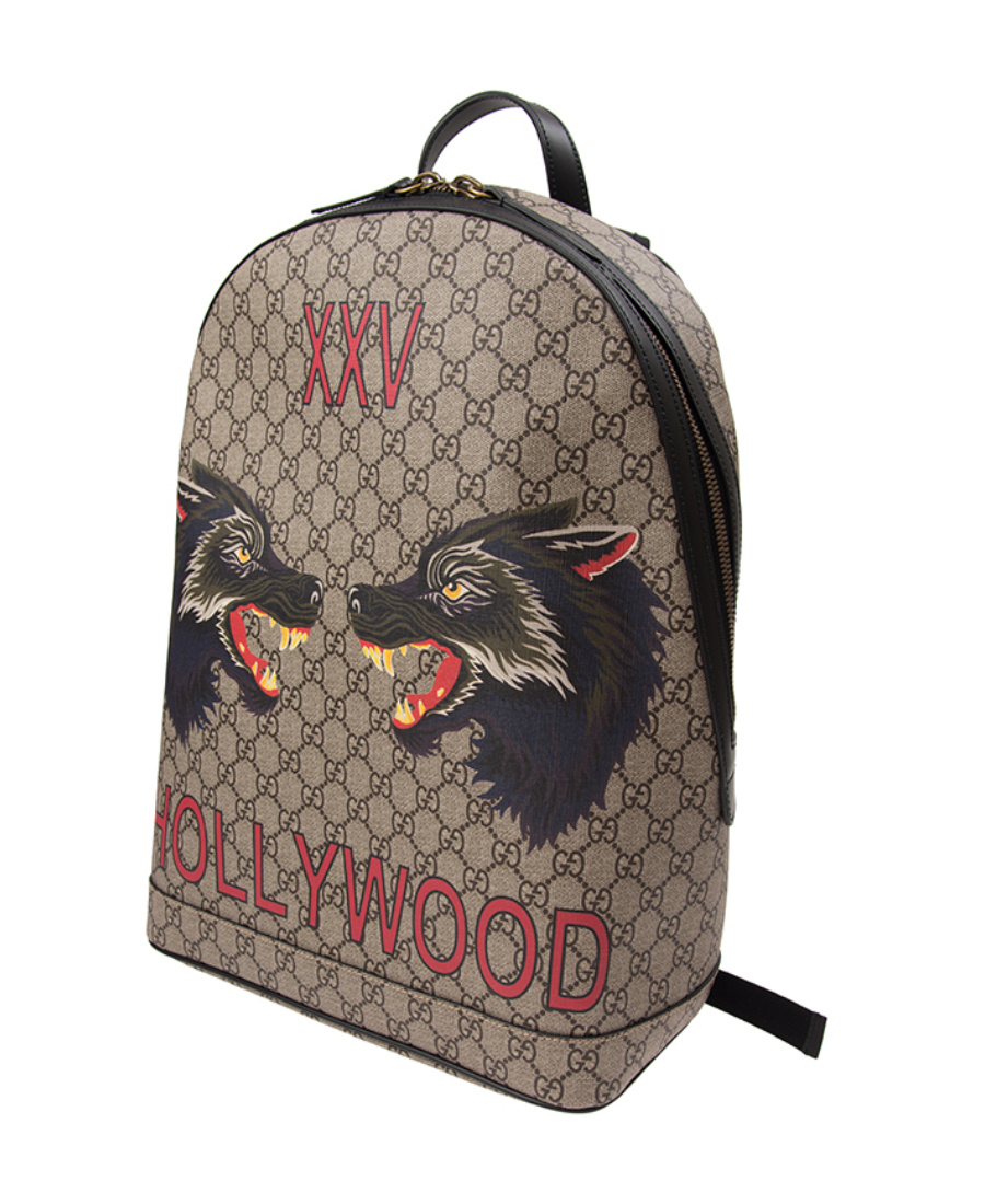 Gucci Wolf Head Printed Backpack In Multicolor