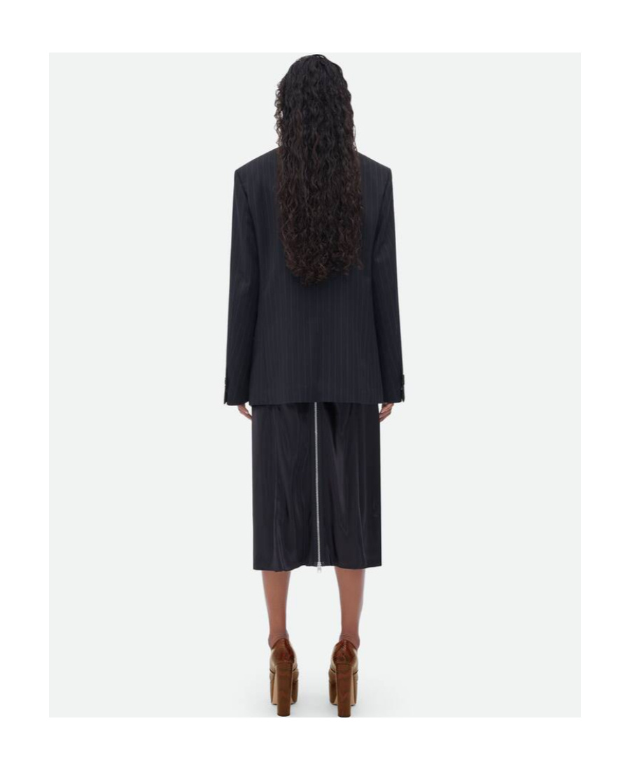 Bottega Veneta Double-breasted Pinstripe Wool Blazer In Black