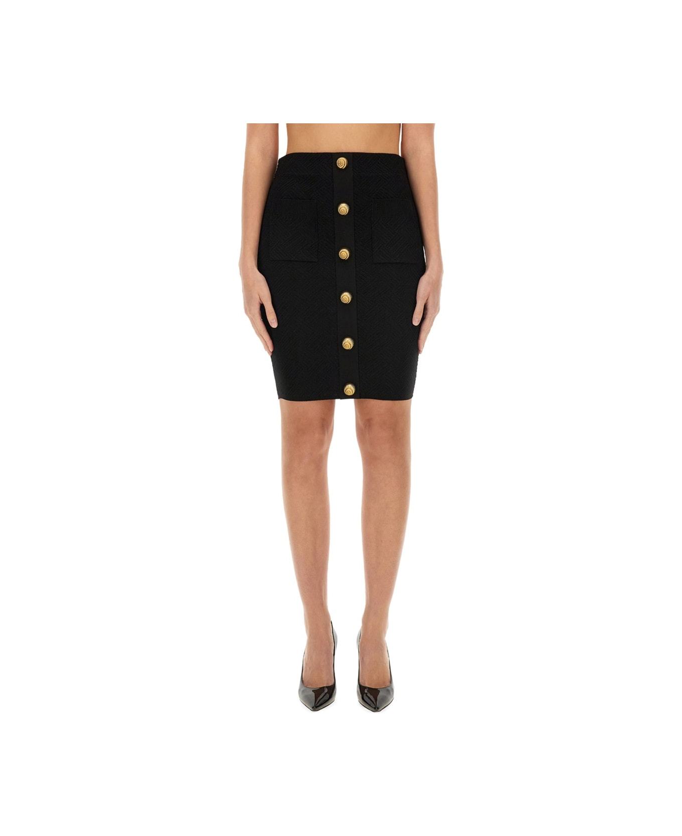 BALMAIN BUTTON-EMBELLISHED MINI SKIRT
