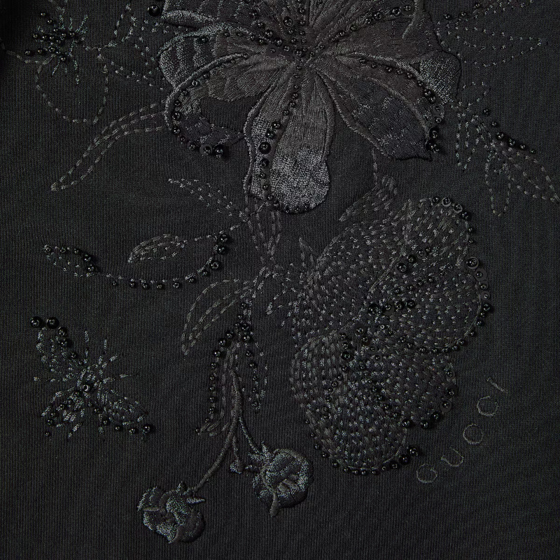 Gucci Cotton Jersey Sweatshirt With Embroidery In Black