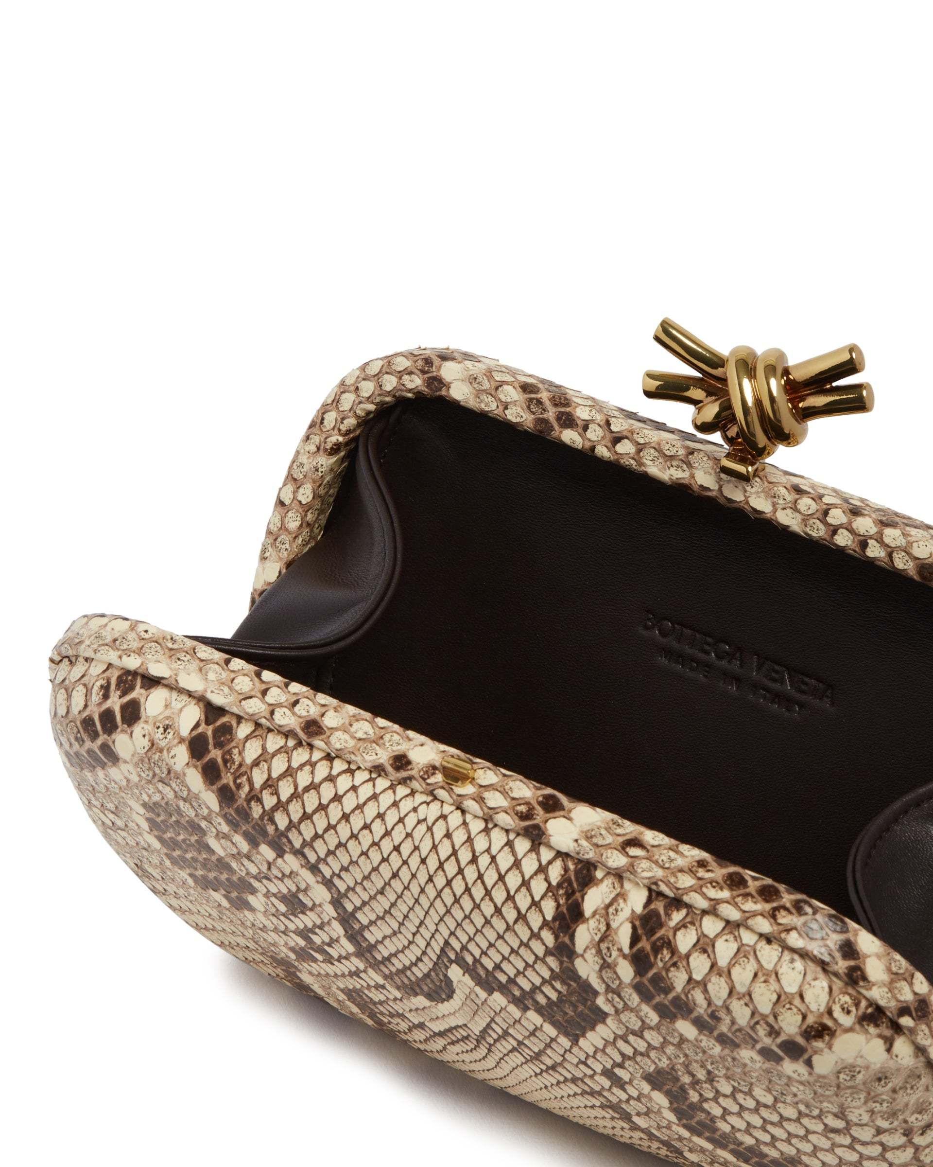 Bottega Veneta Knot Python Minaudiere In Nude