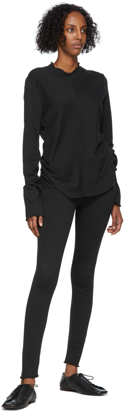 Raquel Allegra Black Long Sleeve Fitted T-shirt In Black