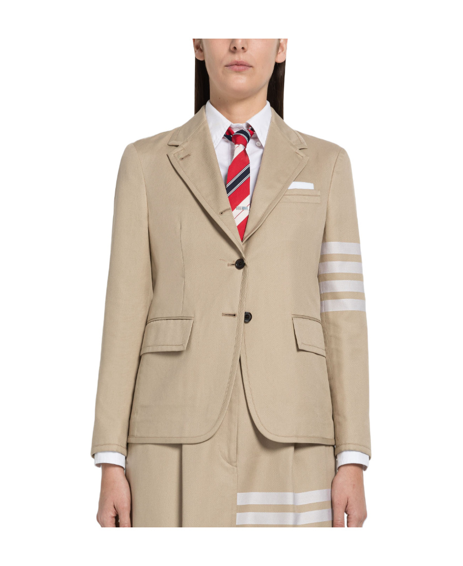 Thom Browne Twill Back Loop 4-stripe Blazer In Brown