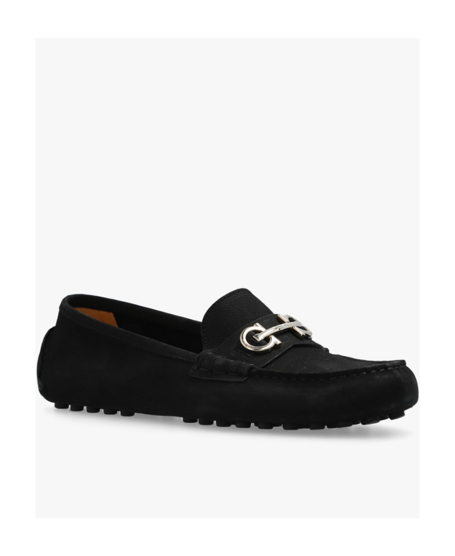 Ferragamo Odilia Calfskin Bit Driver Loafers In Black