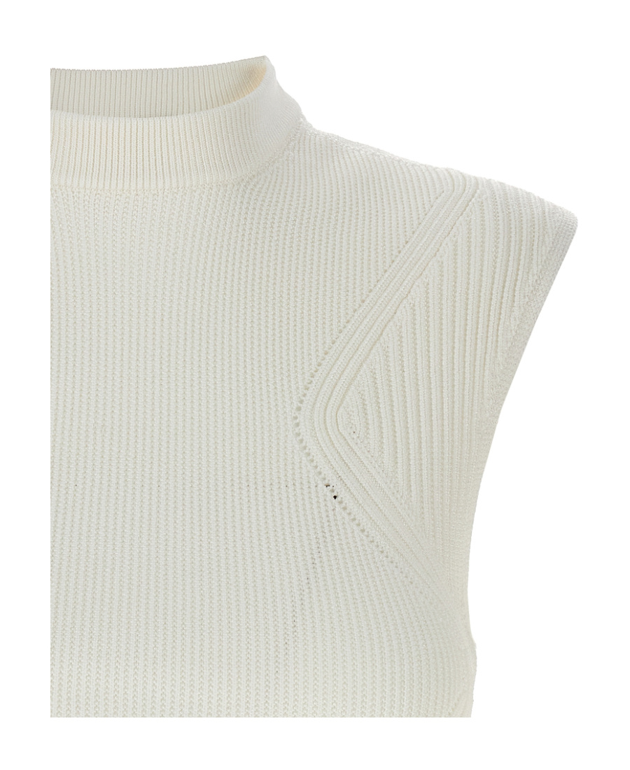 Balmain Logo-plaque Knitted Crop Top In White