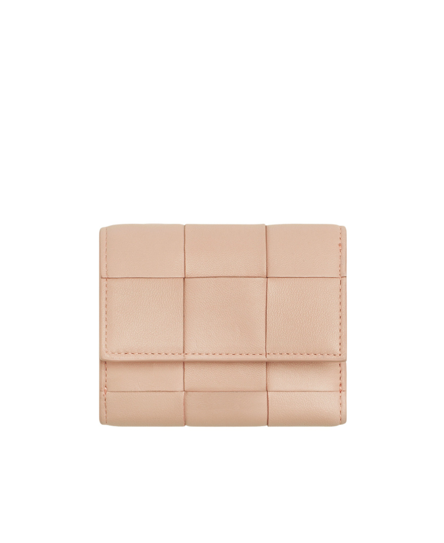 Bottega Veneta Small Cassette Leather Wallet In Pink