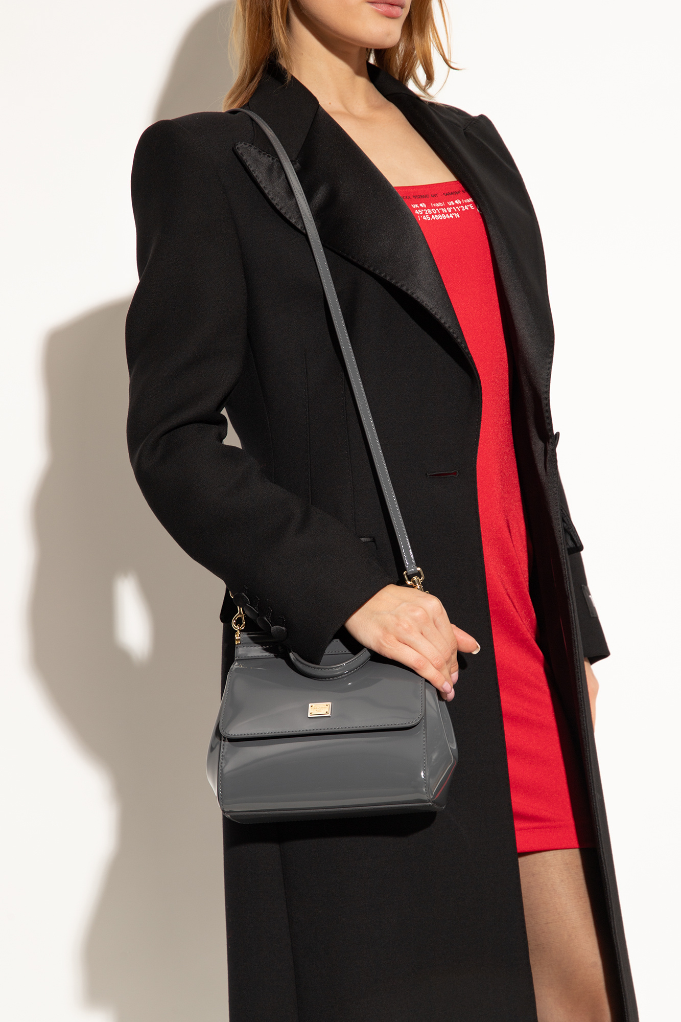 Dolce & Gabbana Small Sicily Patent Tote Bag In Gray