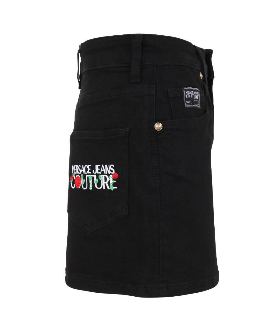 Versace Jeans Embroidered-logo Mini Shorts In Black