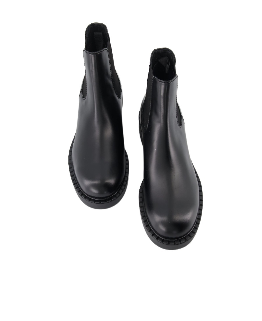 Prada Round Head Boots In Black