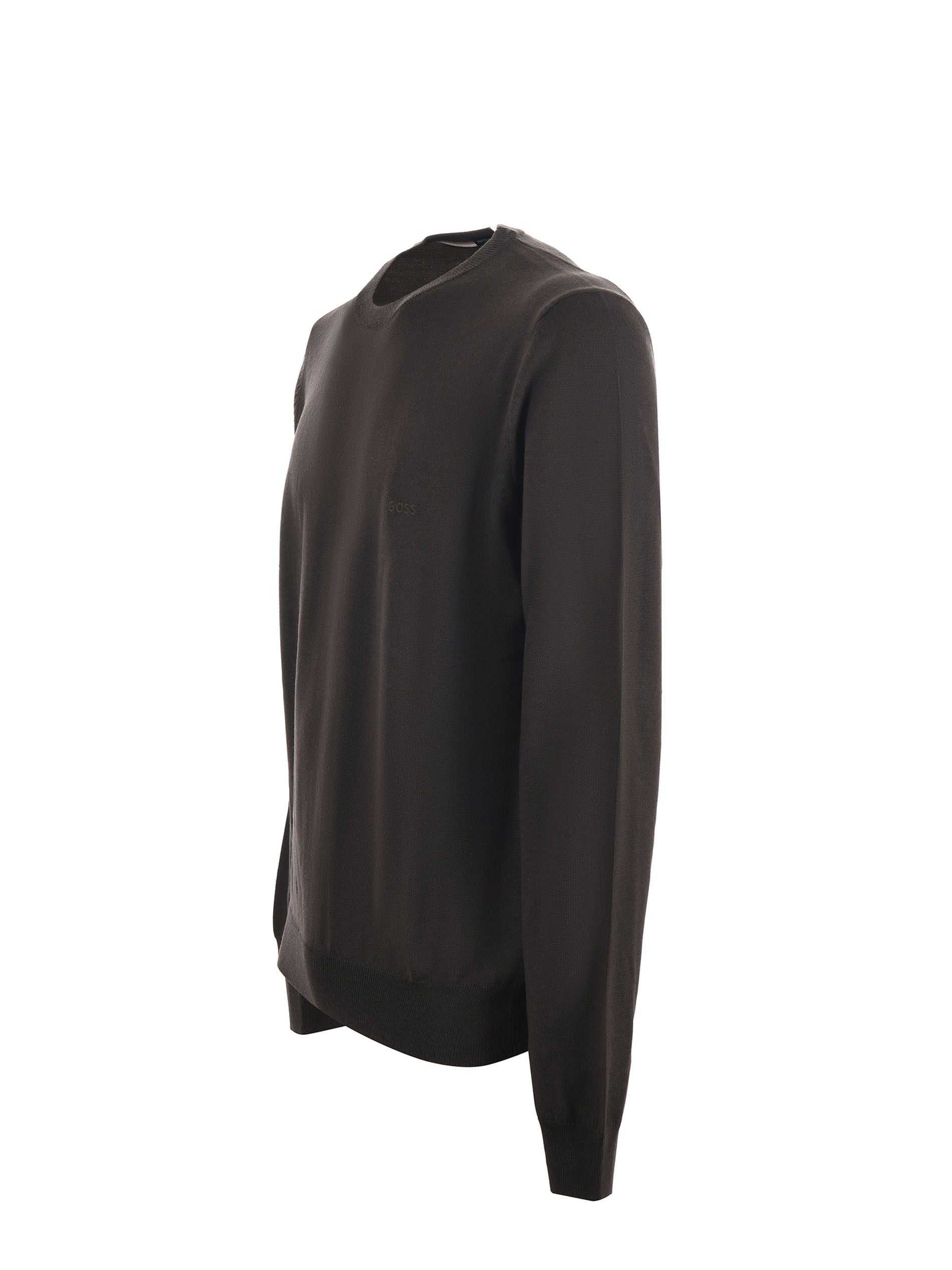 Hugo Boss Fine-knit Embroidered-logo Jumper In Gray
