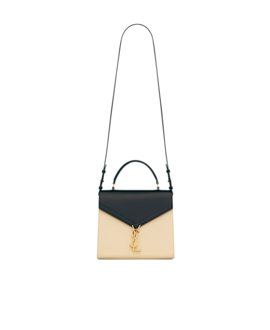 Saint Laurent Cassandra Two-tone Tote Bag In Nude