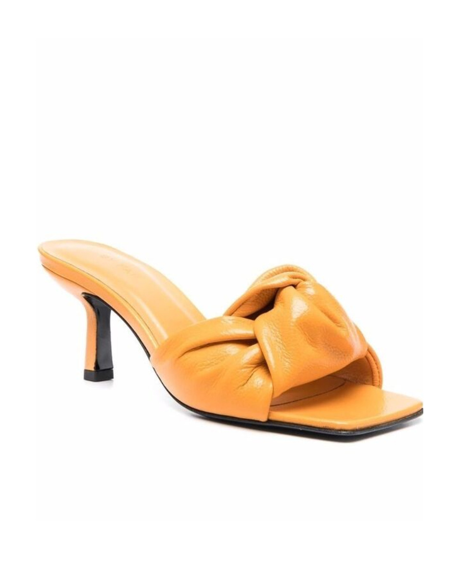 By Far Sunflower Orange Leather Lana Mules In Orange