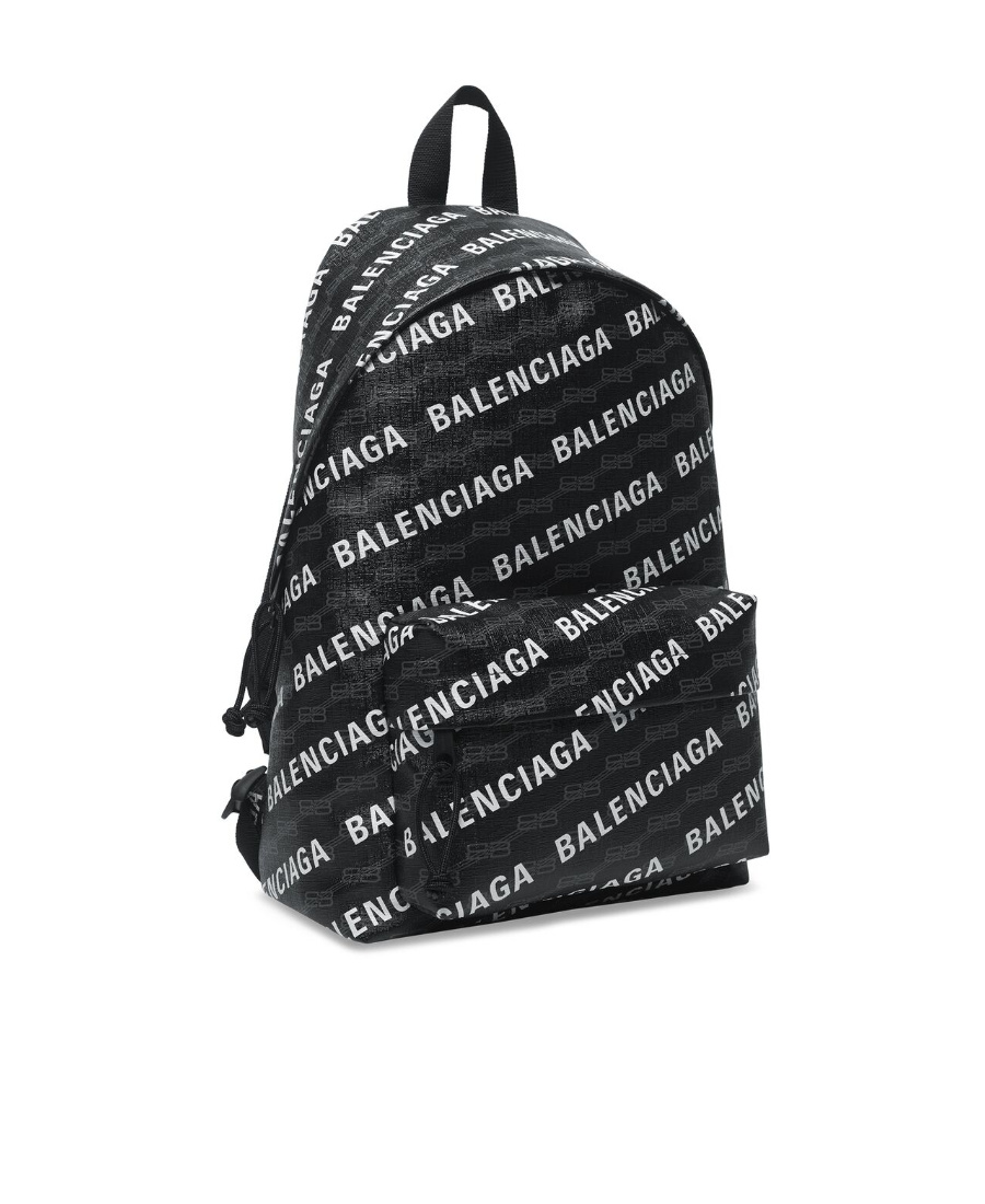 Balenciaga Signature Logo-print Backpack In Black