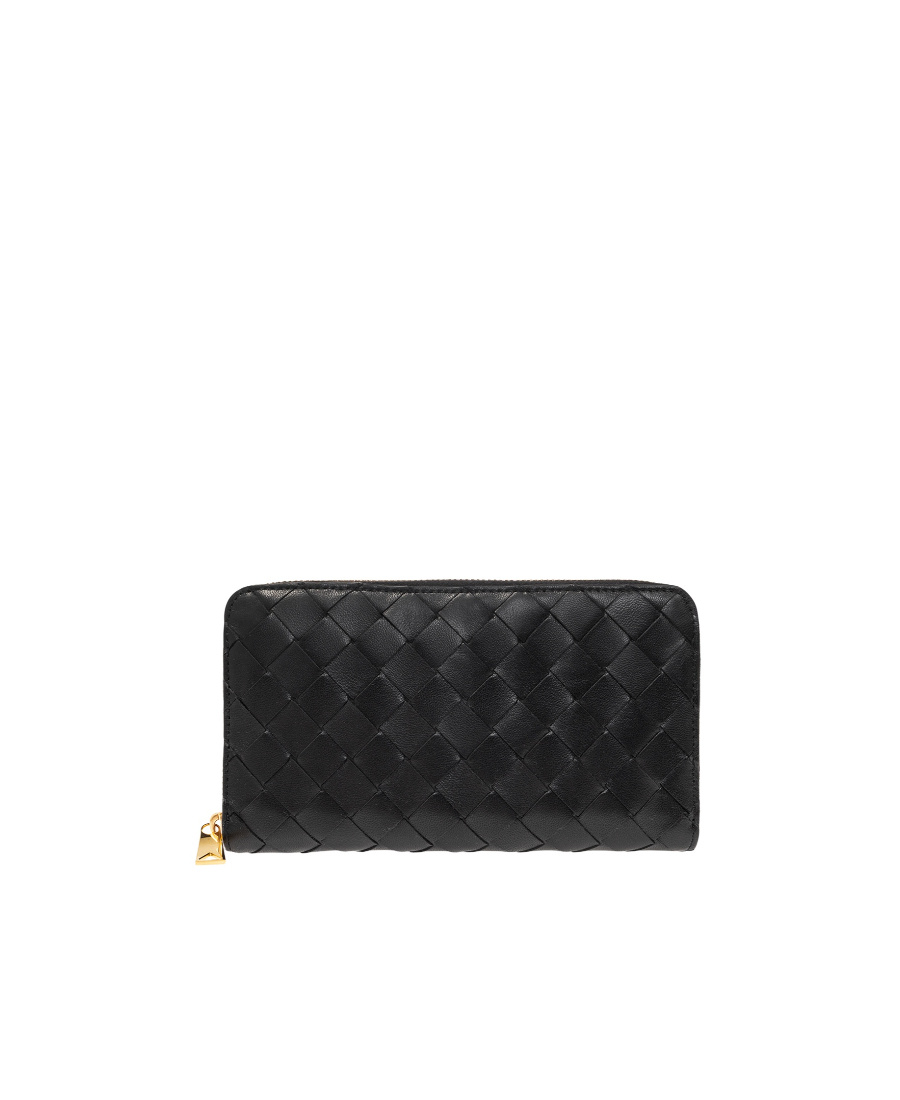 Bottega Veneta Intrecciato Leather Wallet In Black
