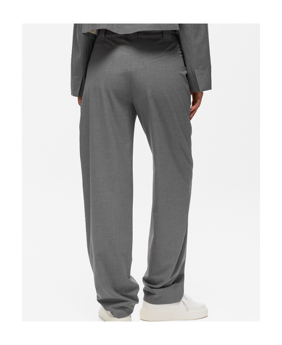 Ganni Drawstring-waist Straight-leg Trousers In Gray