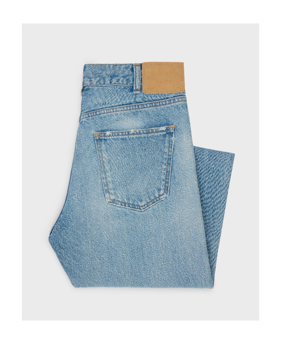 Celine Rough-edged Middle-waist Jeans In Blue