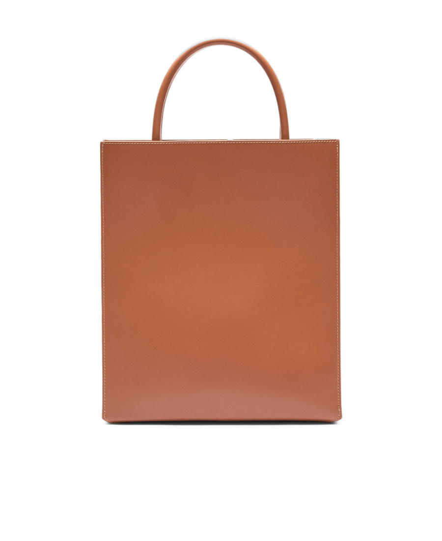 Loewe Logo-embossed Leather Tote Bag In Brown