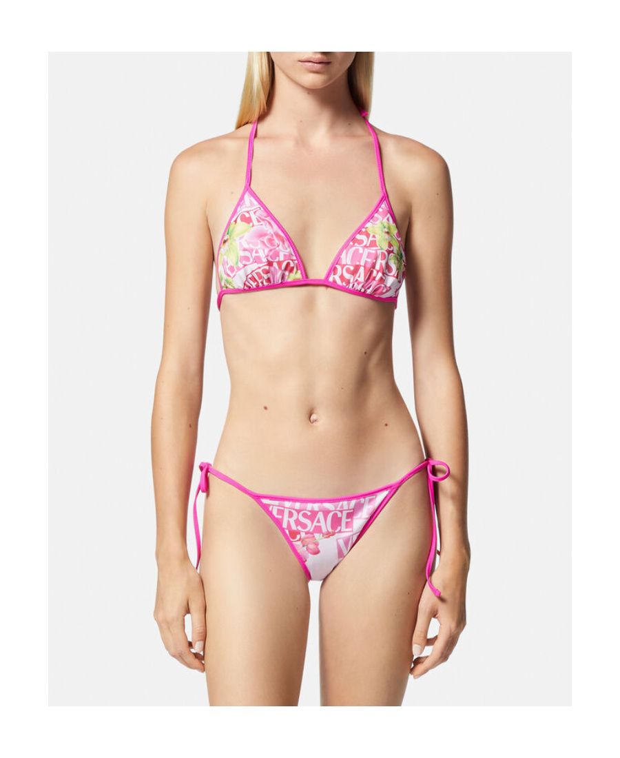Versace Reversible Logo Orchid Bikini Bottoms In Pink