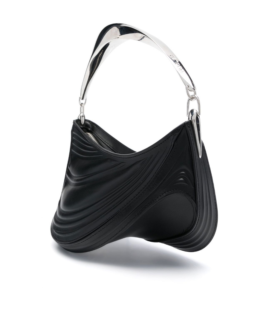 Mugler Black Small Spiral Curve 01 Bag In Black