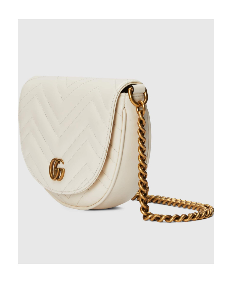 Gucci White Gg Marmont Mini Cross Body Bag In White