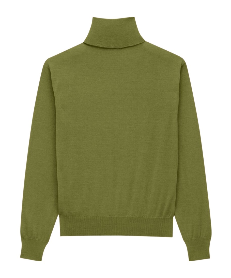 Saint Laurent Turtleneck Sweater In Cashmere, Wool And Silk In Green