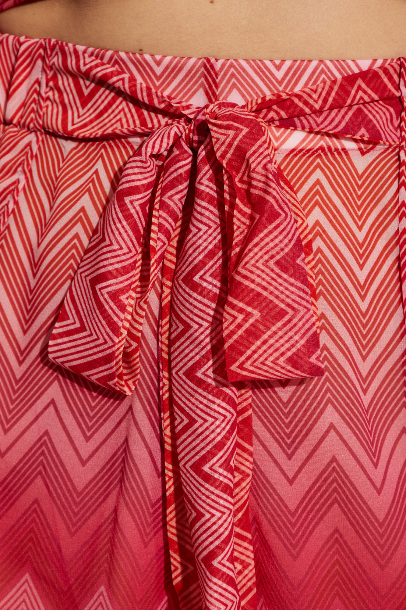 Missoni Printed Belted Satin Cover-up Shorts In Red