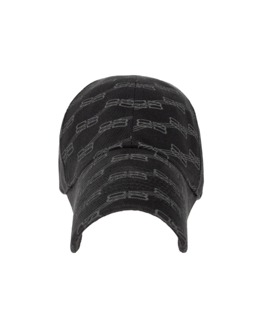 Balenciaga Monogram-print Cotton Cap In Black