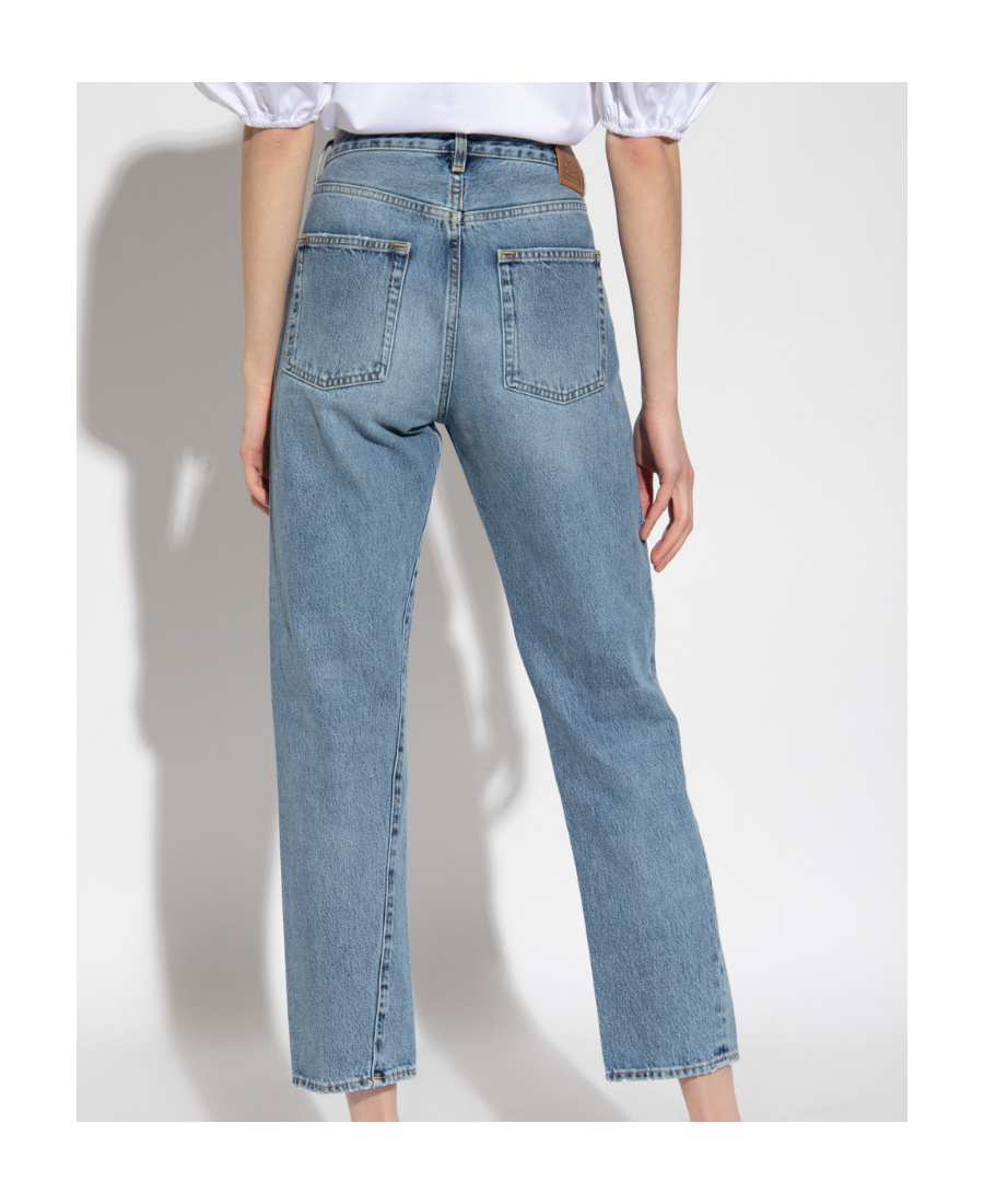 Totême Toteme Twisted Seam High Waist Straight Leg Jeans In Blue