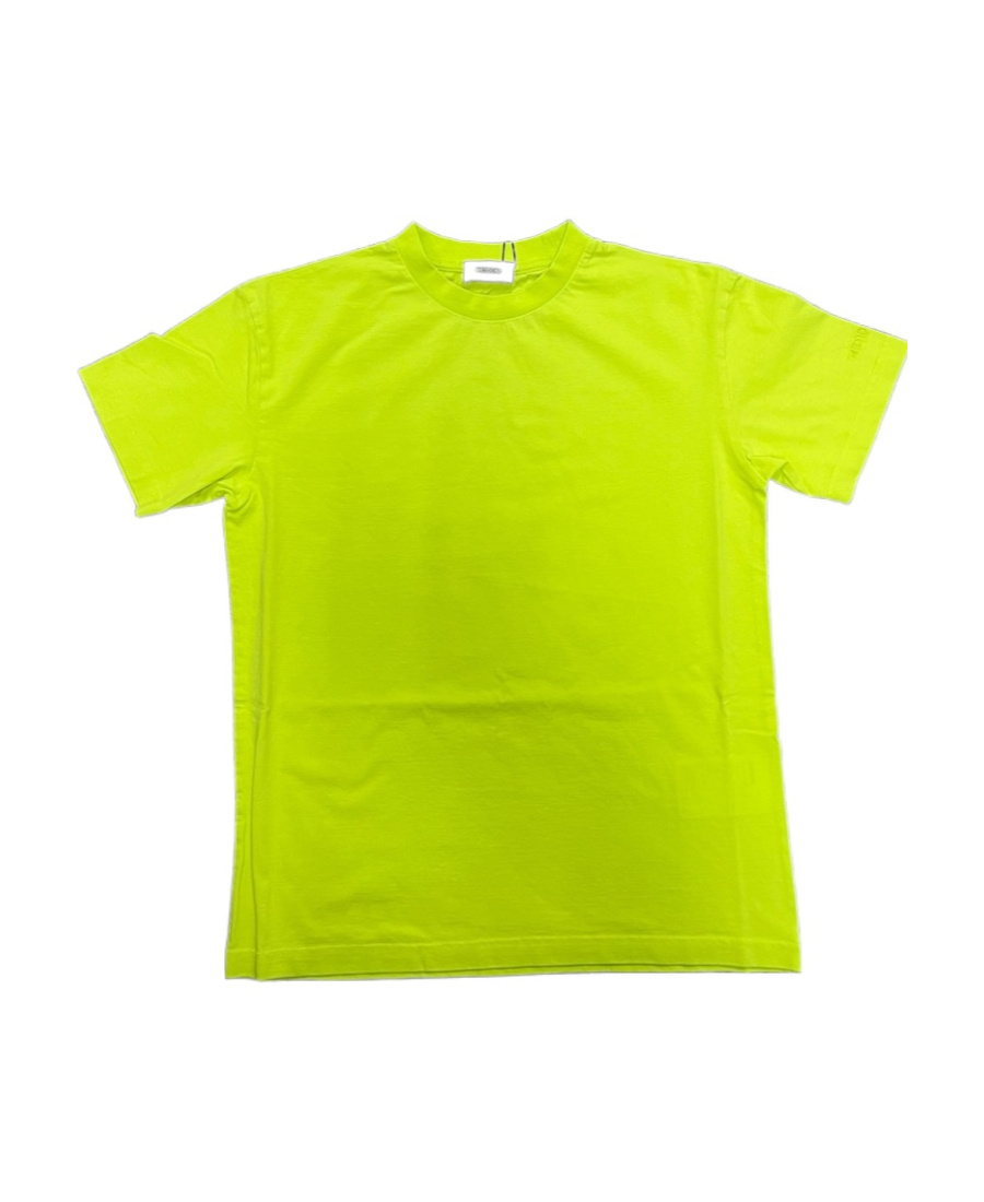 We11 Done T-shirt With Round Neck And Short Sleeves In Yellow