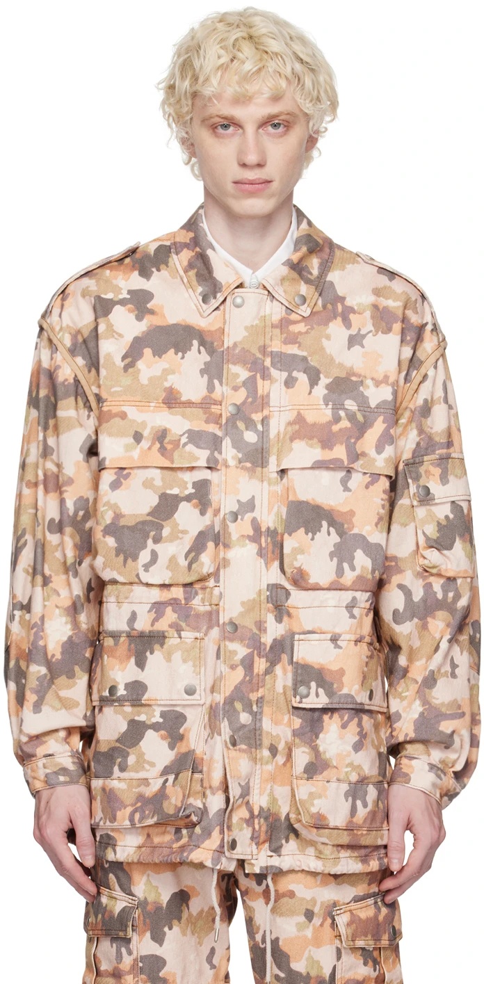 Isabel Marant Camouflage-print Denim Jacket In Nude