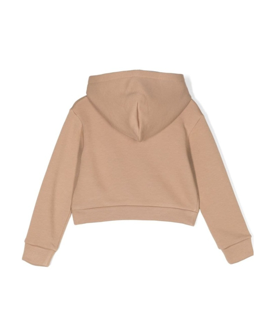 Dolce & Gabbana Logo-print Rhinestone-embellished Hoodie In Nude