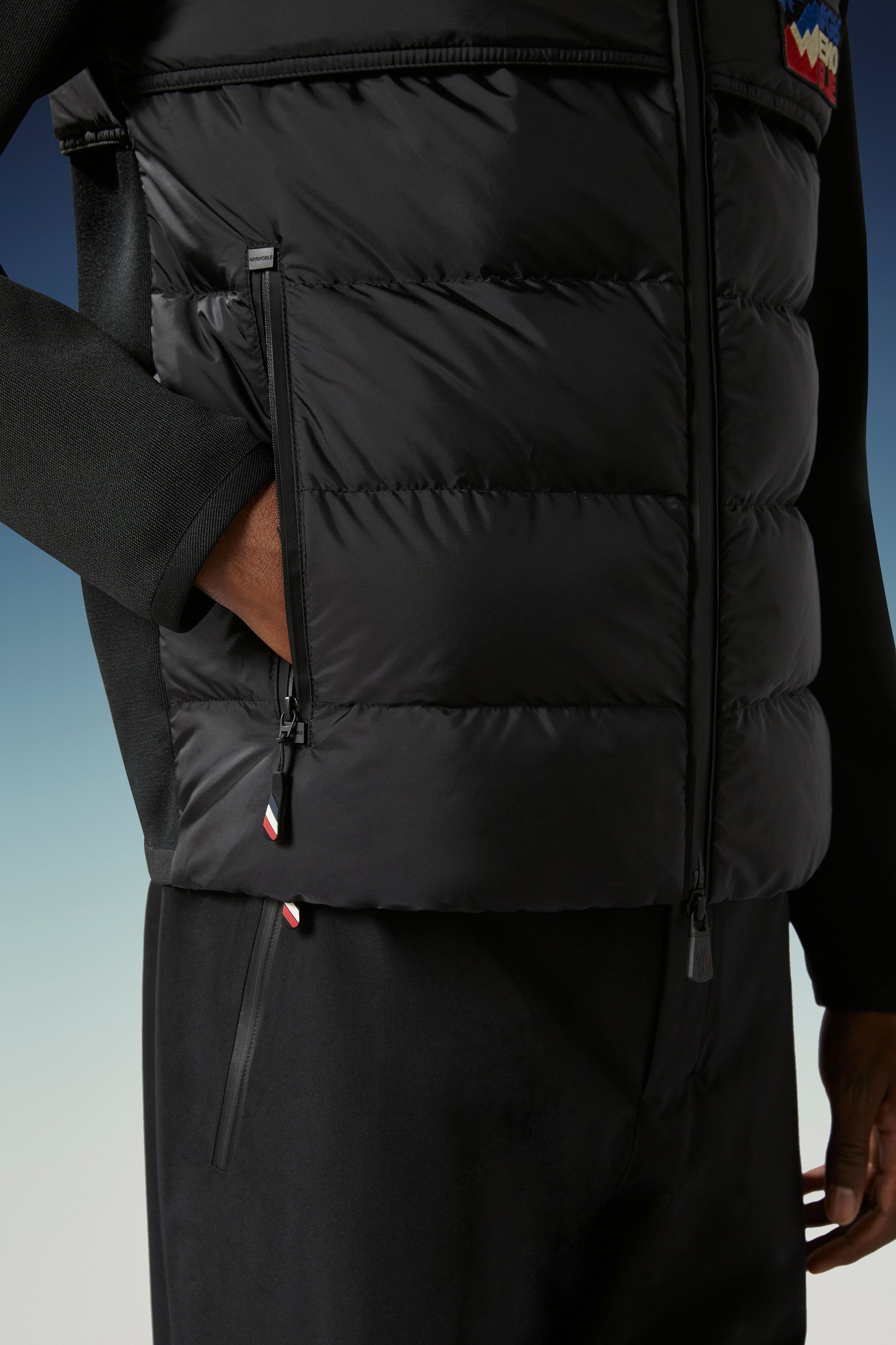 Moncler Quilted-panel Hooded Cardigan In Black