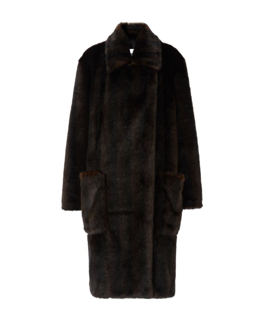 Burberry Camden Car Faux-fur Coat In Black