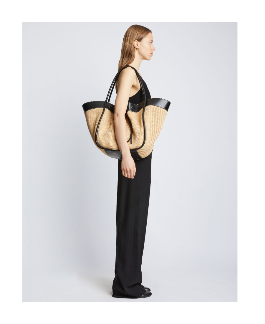 Proenza Schouler Large Ruffled Tote Bag With Woven Texture In Black